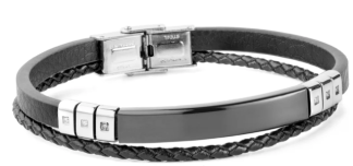Pulsera doble de piel y acero
